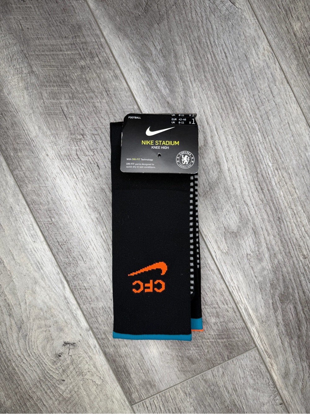 Nike Chelsea FC Men's Black Knee High Socks with Orange & Teal Accents